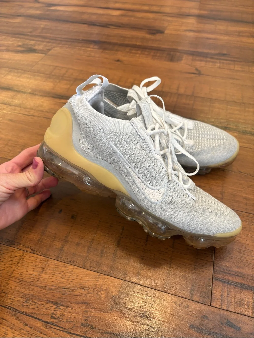 Nike Air VaporMax 2021 Flyknit White Pure Platinum DC4112-100 Women's Size 8.5